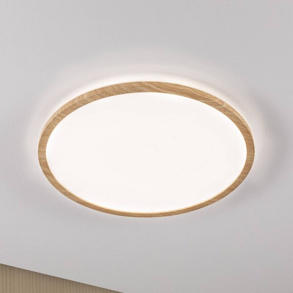 Paulmann LED panel Atria Shine, Ø 42 cm, dřevěný, IP44, 4000 K, zapnuto/vypnuto, Světlé dřevo, Pracovna / kancelář, Plast, Moderní