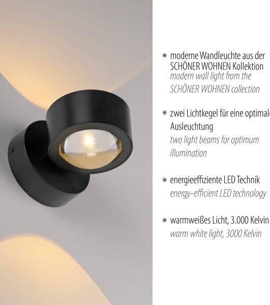 Schöner Wohnen 19331-18 - LED Nástěnné svítidlo CHIA 2xLED/2W/230V černá