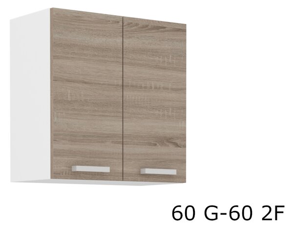 Kuchyňská skříňka horní dvoudveřová DAVE 60 G-60 2F, 60x60x31, bílá/dub sonoma trufel