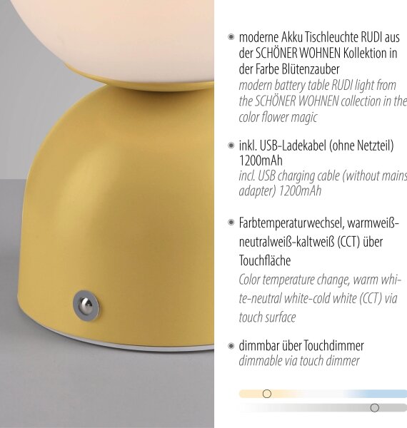 Schöner Wohnen 19218-81 - LED Stm. stolní lampa RUDI LED/1,2W/5V žlutá