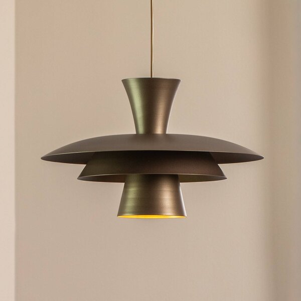 Luminex Závěsné světlo Plato, titanová barva, kov, Ø 38 cm, E27, stmívatelný, Hliník / šedá / zinek, Obývací pokoj / jídelna, kov, Moderní