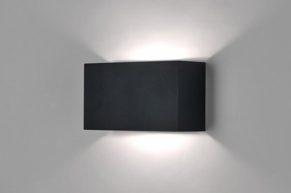 Designové černé LED svítidlo Caldana Black Classico (Nástěnné hranaté LED svítidlo v černé barvě s objímkou R7s včetně LED zdroje)