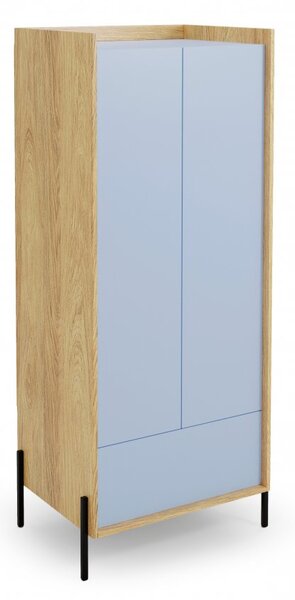 Šatní skříň MOBIUS 2D (ořech, světle modrá)