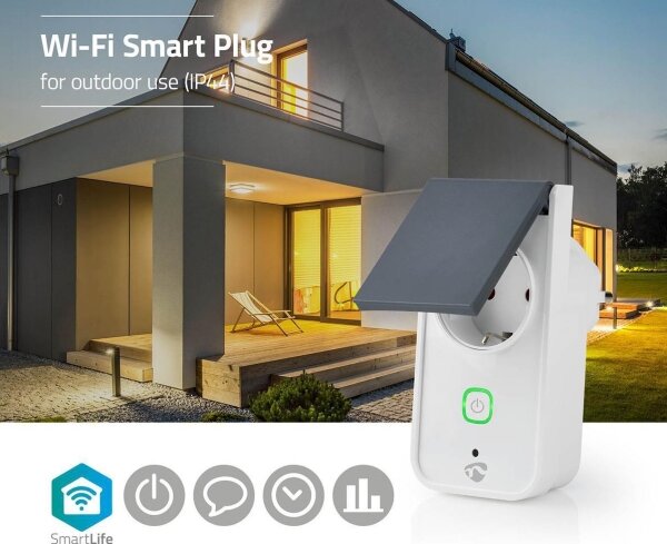 Nedis WIFIPO120FWT - Chytrá venkovní zásuvka 3680W/230V/Typ F/16A Wi-Fi IP44