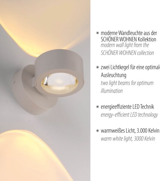 Schöner Wohnen 19331-39 - LED Nástěnné svítidlo CHIA 2xLED/2W/230V šedá
