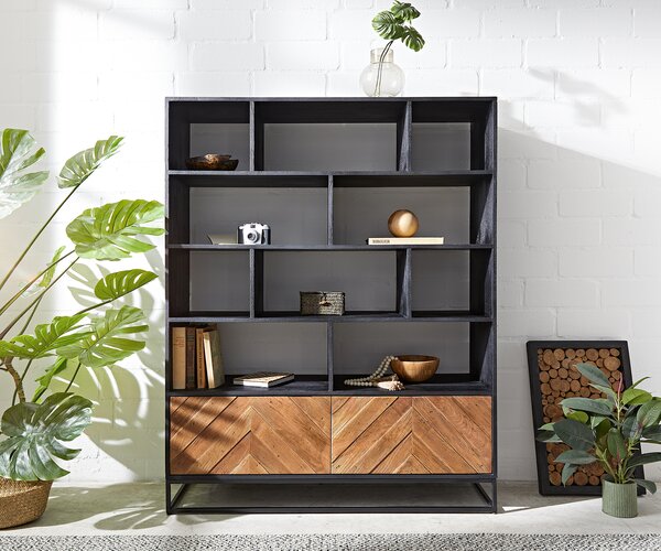 DELIFE Skříň Famke 120 cm mango teak 10 přihrádek 2 dvířka