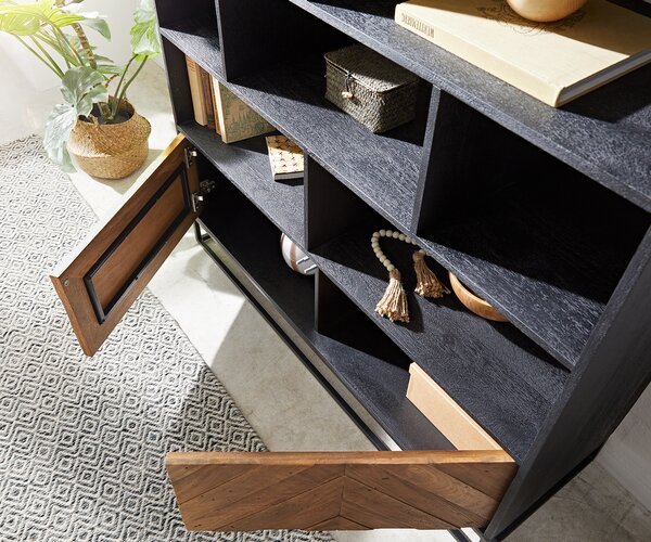 DELIFE Skříň Famke 120 cm mango teak 10 přihrádek 2 dvířka