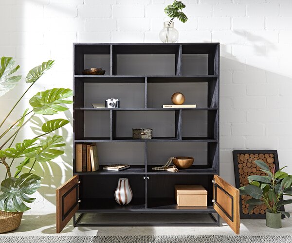 DELIFE Skříň Famke 120 cm mango teak 10 přihrádek 2 dvířka
