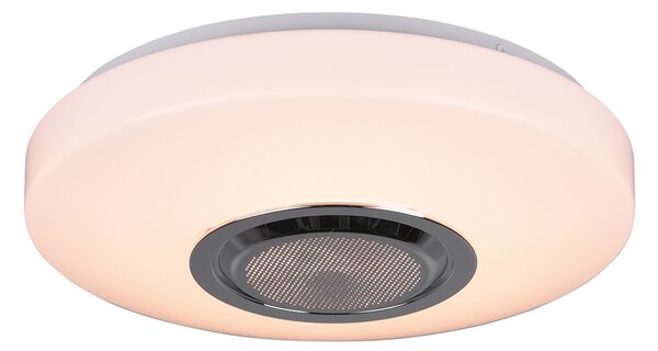 Trio Leuchten R69021101 MAIA - RGB svítidlo s reproduktorem + dálkový ovladač, LED 10W, 3000K + RGB, Ø 33cm (Stropní RGB LED svítidlo s bluetooth reproduktorem přes mobilní telefon)