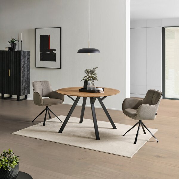 JÍDELNÍ STŮL, černá, barvy dubu, 120/76/120 cm MID.YOU, Online Only