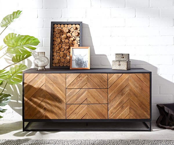 DELIFE Komoda Famke 145 cm mango teak 2 dvířka 3 zásuvky