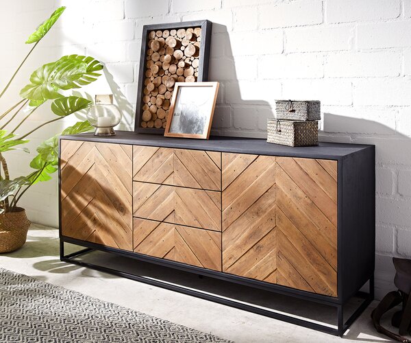 DELIFE Komoda Famke 145 cm mango teak 2 dvířka 3 zásuvky