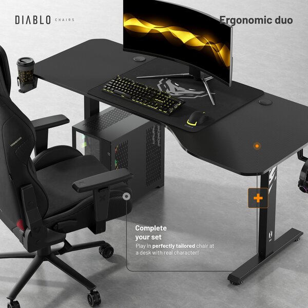 Výškově Nastavitelný Pracovní Stůl Diablo X-Tensio 1600 Černý