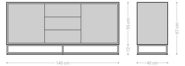 DELIFE Komoda Famke 145 cm mango teak 2 dvířka 3 zásuvky