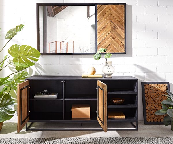 DELIFE Komoda Famke 145 cm mango teak 2 dvířka 3 přihrádky