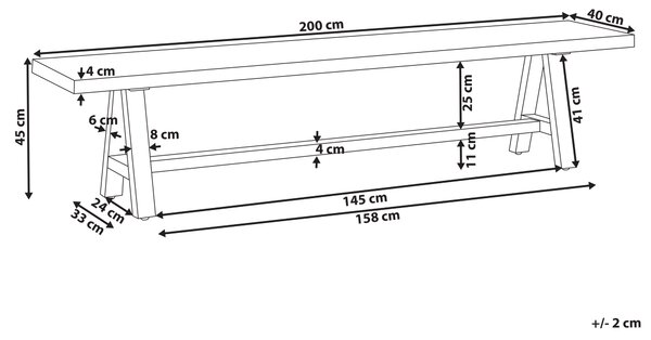 Zahradní lavice TONNARE 200 cm Beton Šedá