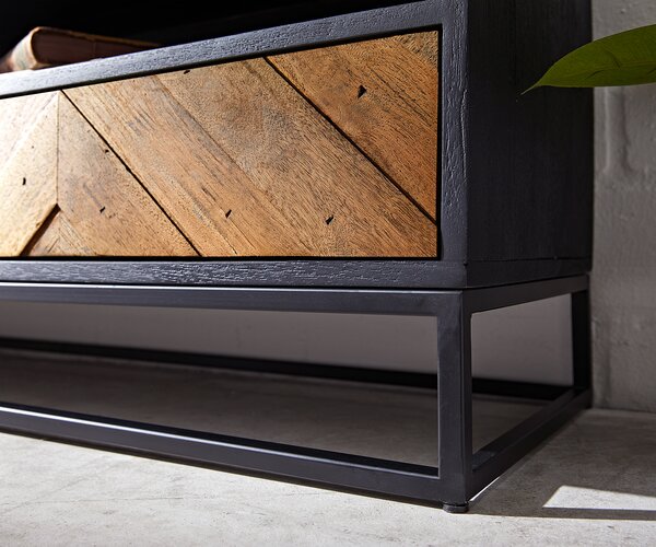 DELIFE TV stolek Famke 200 cm mango teak 2 přihrádky 3 zásuvky