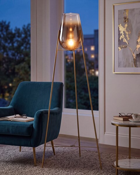 Stojací lampa MENA Kov Zlatá