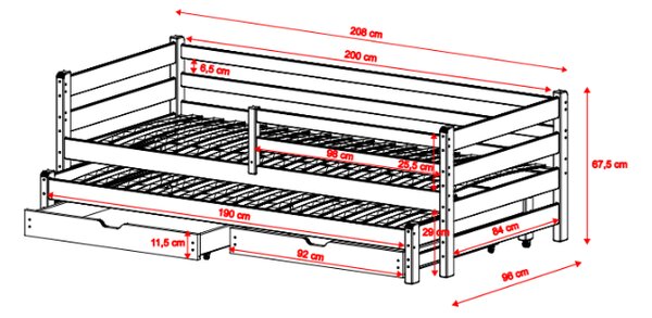 Dětská postel s přistýlkou Habibi 200x90 cm, kašmír