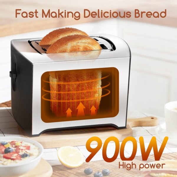 Aigostar - Topinkovač s dvěma otvory 900W/230V chrom