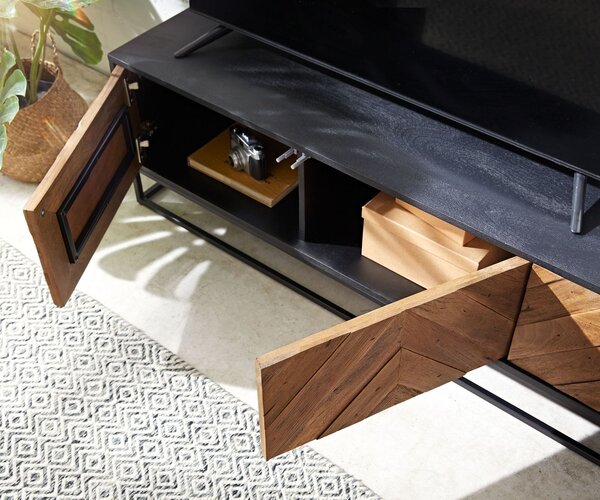 DELIFE TV stolek Famke 145 cm mango teak 3 dvířka