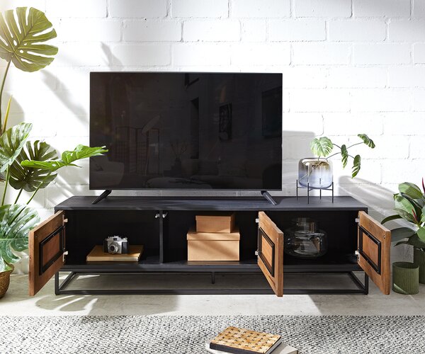 DELIFE TV stolek Famke 145 cm mango teak 3 dvířka
