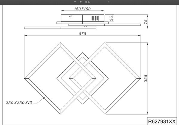 Trio Leuchten R62793132 VENIDA - Stropní lustr stmívatelný klasickým vypínačem, LED 25W, 3000K, 2600lm, 57 x 35cm (Moderní stropní lustr s příjemnou teplou barvou světla, montura v černé barvě)