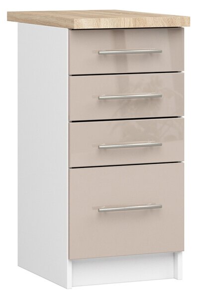 Kuchyňská skříňka OLIVIA se 4 zásuvkami – 40 cm | Bílá / Cappuccino / Dub Sonoma