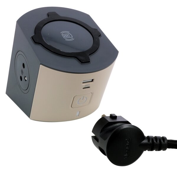 Legrand 049402-Rozboč. zásuvka s vyp. 2Z Typ E +USB-A+USB-C a bezdr. nab. 10W 2m