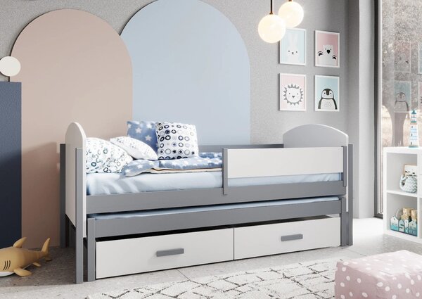 Rozkládací postel s úložným prostorem 80x180 BASLINA - bílá / šedá