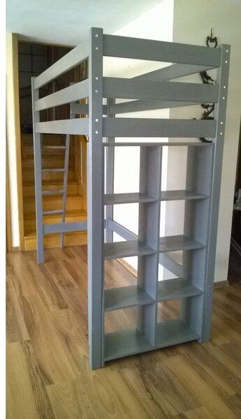 Vyvýšená postel Steffi Velikost spací plochy: 180x90, Barva: přírodní dřevo