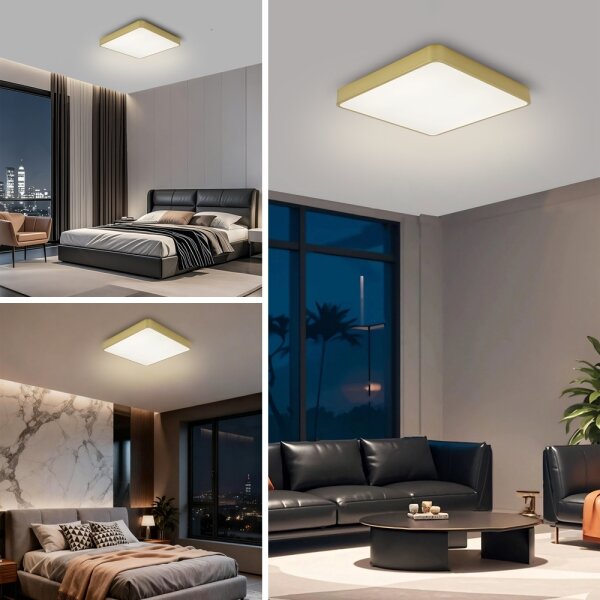 Brilagi-LED Stm stropní svítidlo POOL LED/36W/230V 3000-6000K 40x40 cm zlatá+DO