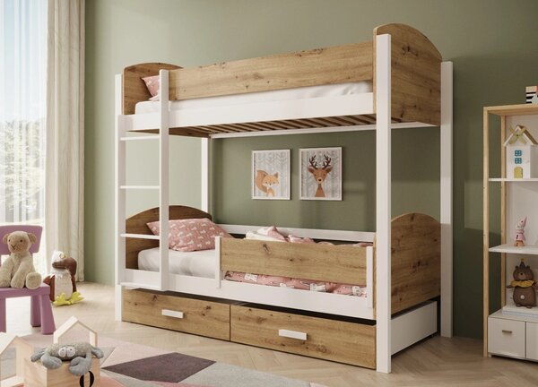 Dětská patrová postel 80x180 HAFRIA - dub artisan / bílá