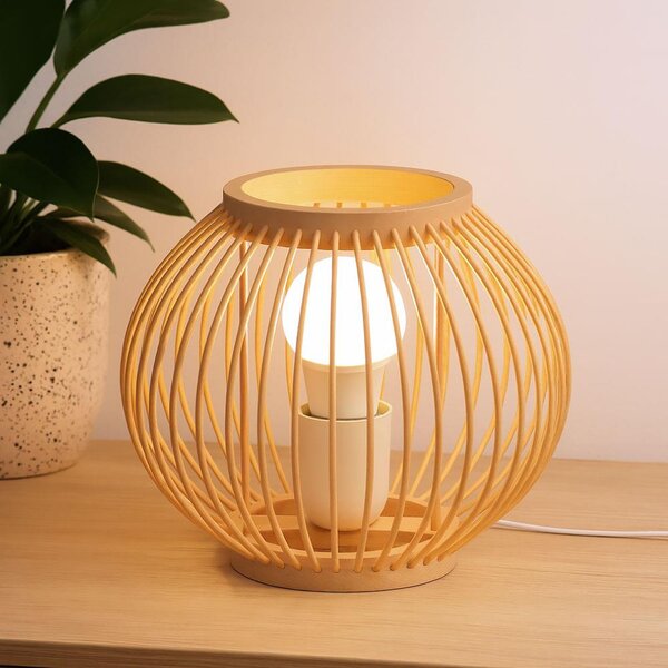 Bambusová stolní lampa s LED žárovkou, teplá bílá