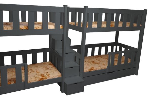 Patrová postel pro 4 osoby Bruník Barva: bezbarvý lak, Velikost matrace: 180x90 cm, Úložný prostor: ne