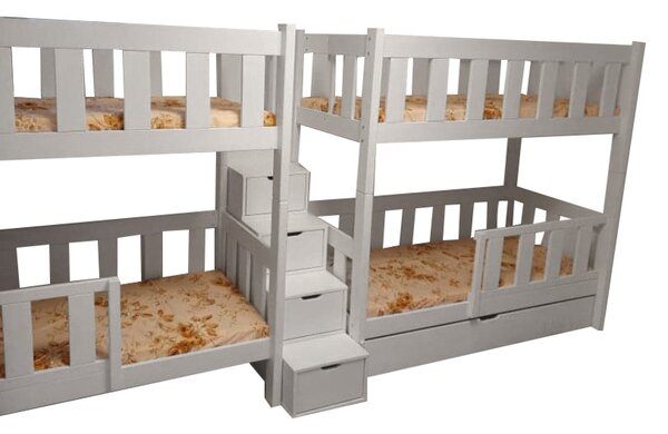 Patrová postel pro 4 osoby Bruník Barva: bezbarvý lak, Velikost matrace: 180x90 cm, Úložný prostor: ne