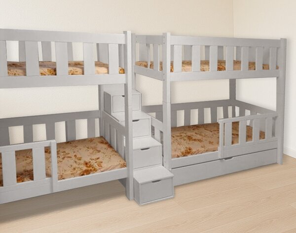 Patrová postel pro 4 osoby Bruník Barva: bezbarvý lak, Velikost matrace: 180x90 cm, Úložný prostor: ne