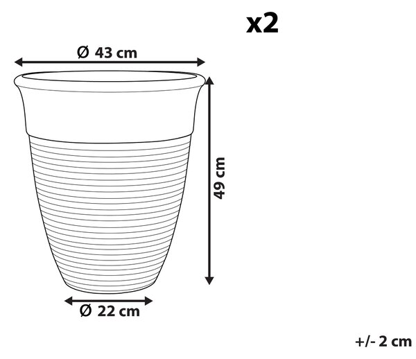 Sada 2 květináčů KATALIMA 43 cm Šedá
