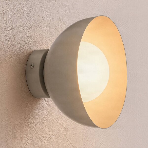 EMIBIG LIGHTING Nástěnné světlo Bibi K1, šedé, ocel/sklo, Ø 18 cm, stmívatelný, Hliník / šedá / zinek, Obývací pokoj / jídelna, Sklo, Moderní