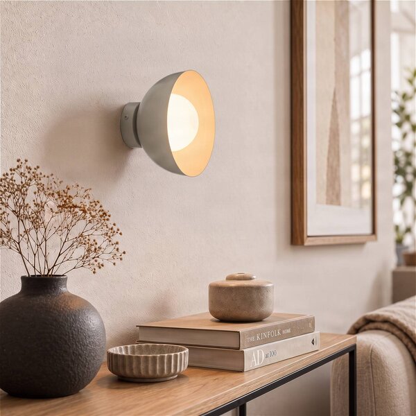 EMIBIG LIGHTING Nástěnné světlo Bibi K1, šedé, ocel/sklo, Ø 18 cm, stmívatelný, Hliník / šedá / zinek, Obývací pokoj / jídelna, Sklo, Moderní
