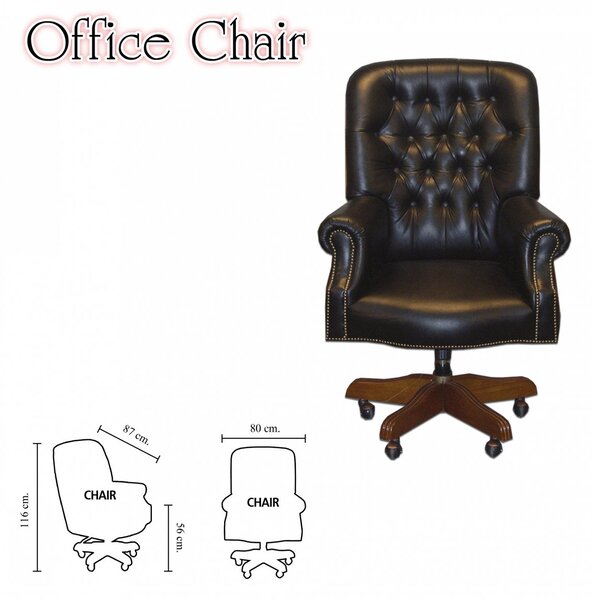 Kancelářská židle Chesterfield Office chair z pravé hovězí kůže Whisky