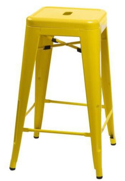 Barová židle PARIS 66 cm inspirovaná Tolix | žlutá