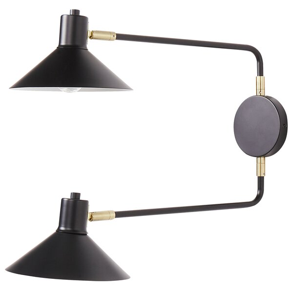 Nástěnná lampa KADASSA Černá Kov Nastavitelná