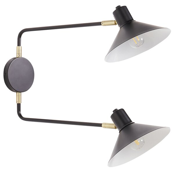 Nástěnná lampa KADASSA Černá Kov Nastavitelná