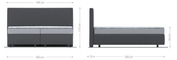 DELIFE Boxspring postel Dream-Well 180x200 cm mikrovlákno šedá s matrací a topperem