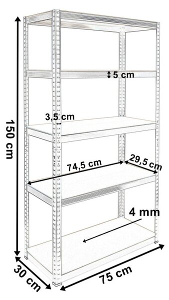 Regál 150x75x30 cm černý