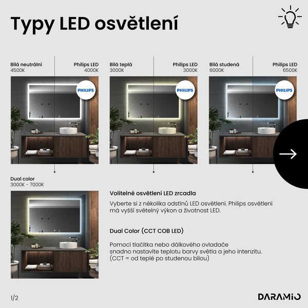 Zrcadlo do koupelny s LED osvětlením F1