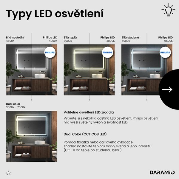 Zrcadlo do koupelny s LED osvětlením F2