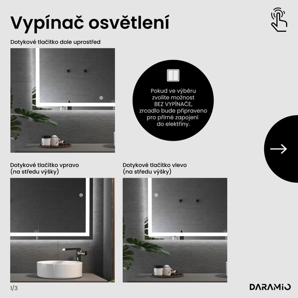 Zrcadlo do koupelny s LED osvětlením F2