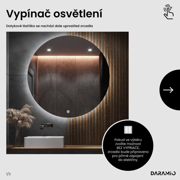 Kulaté zrcadlo do koupelny s LED osvětlením E6